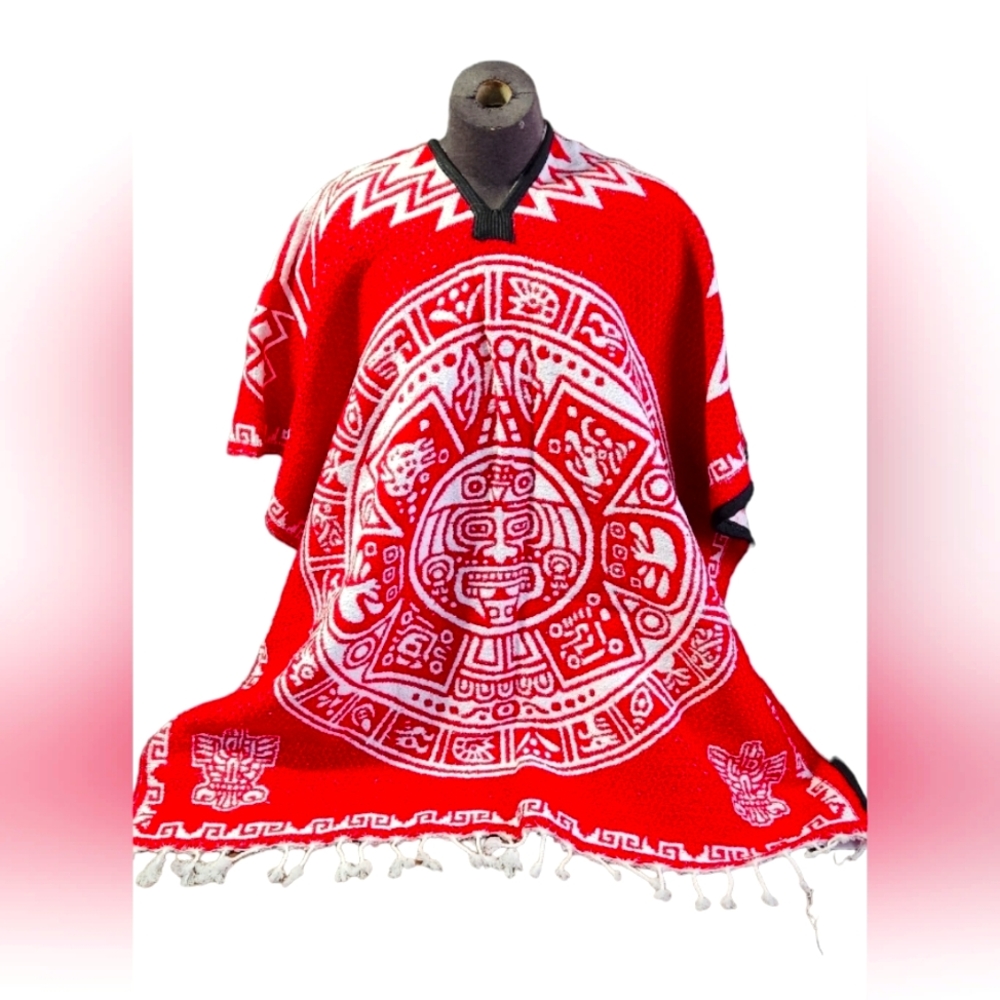 Mexican Sarape, Poncho, Gaban,Cape, Jorongo Unisex Azteca